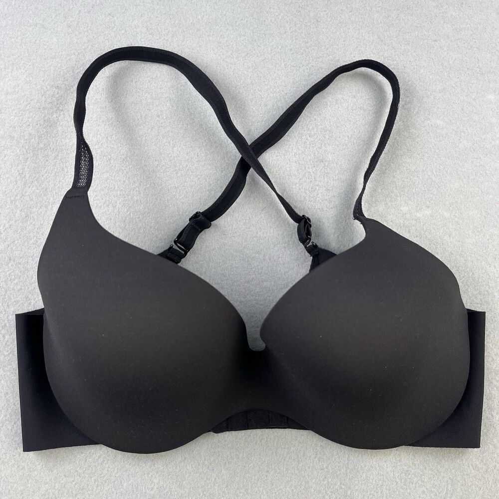 Maidenform T-Shirt Bra Size 34B Black One Fab Fit Underwire Adjustable Comfort
